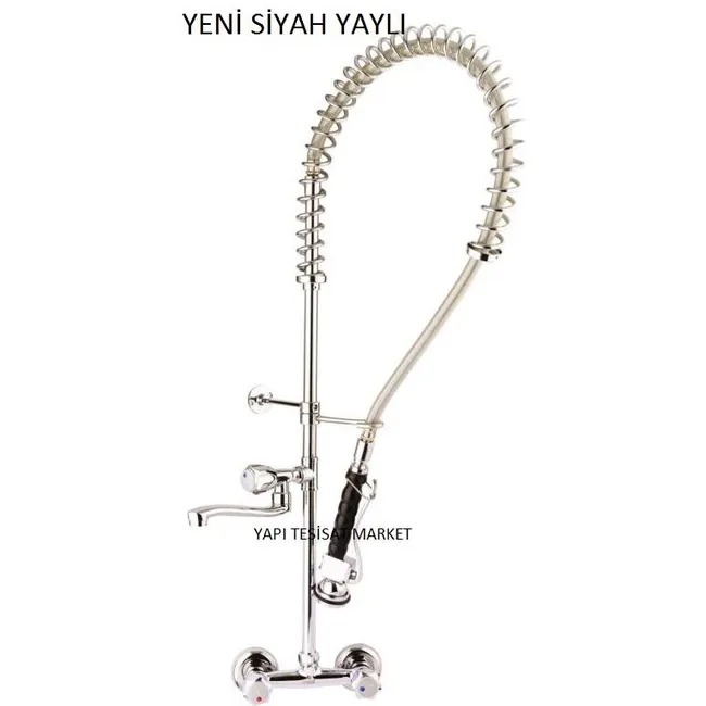 ENDÜSTRİYEL MUTFAK BATARYASI DUVARDAN ARA MUSLUKLU