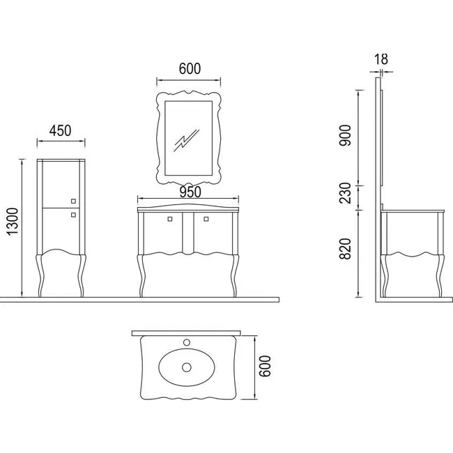 PETEK RETRO DİVA 95 BANYO DOLABI