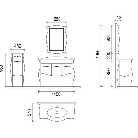 PETEK BANYO RETRO CARİNA 115 CM BANYO DOLABI